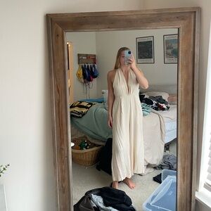 Beige halter neck jumpsuit